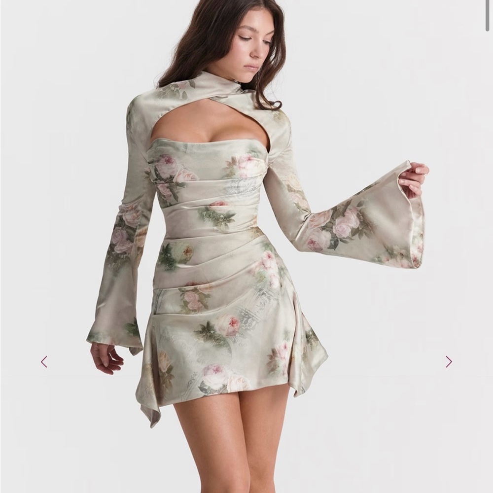 House of CB Toira Floral Draped Corset Dress NWOT